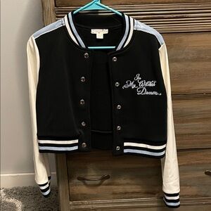 Knitworks Black and White Varsity Jacket
